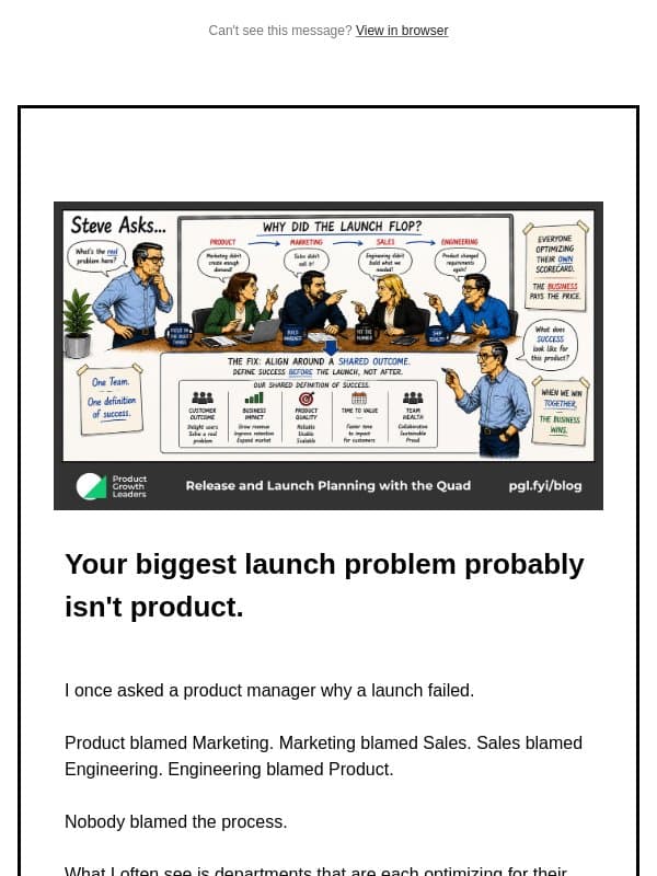Hi! Why did the launch flop? email from Product Growth Leaders