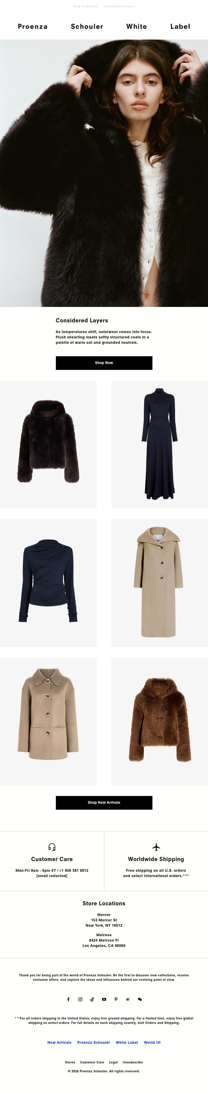 Considered Layers email from Proenza Schouler screenshot