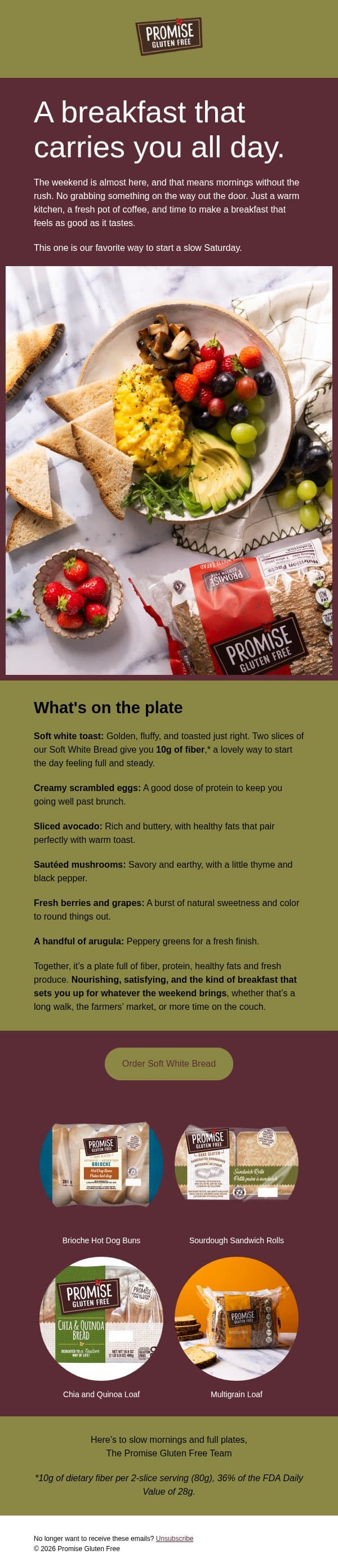 The weekend breakfast you deserve email from Promise Gluten Free screenshot
