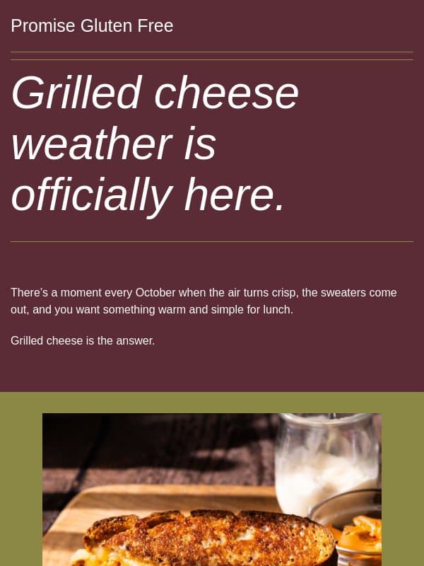 Your new favorite fall lunch takes 10 minutes email from Promise Gluten Free