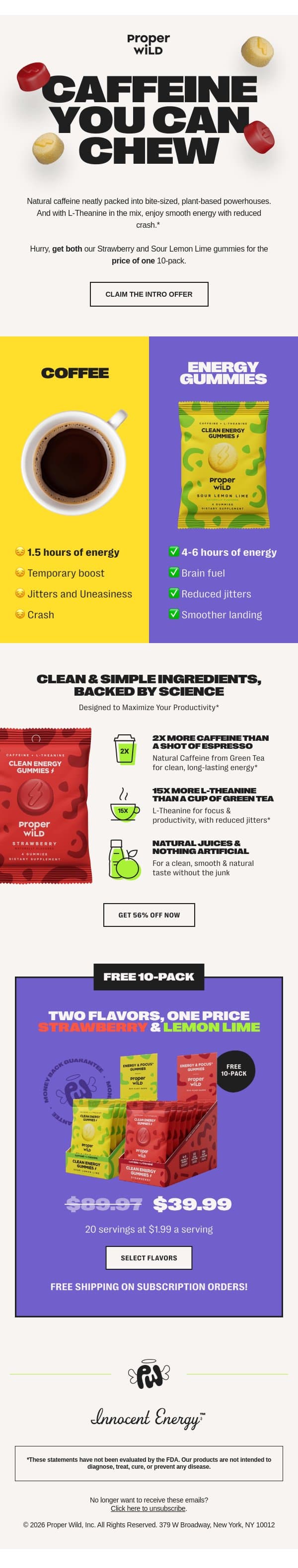 Caffeine That Fits Right in Your Pocket! ⚡ email from Proper Wild screenshot