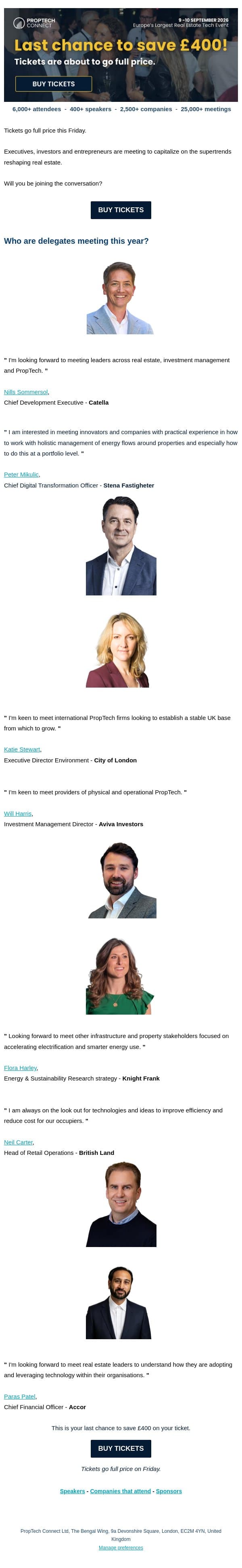 Last chance to save £400 email from PropTech Connect screenshot