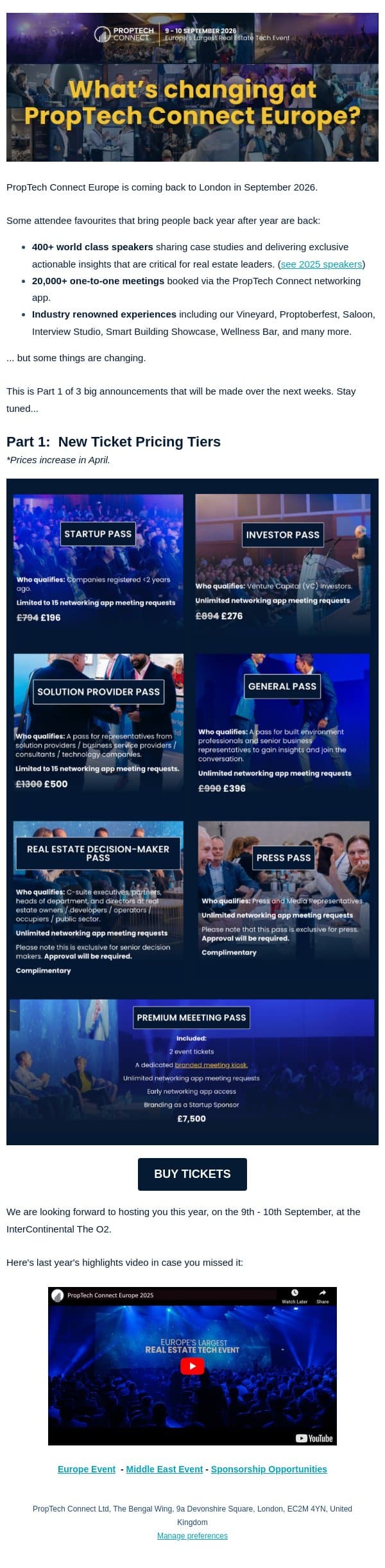 Something has changed at PropTech Connect... (Part 1) email from PropTech Connect screenshot