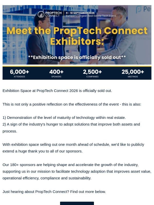 Meet the PropTech Connect Exhibitors email from PropTech Connect