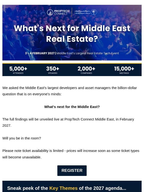 What's Next for Middle East Real Estate? email from PropTech Connect
