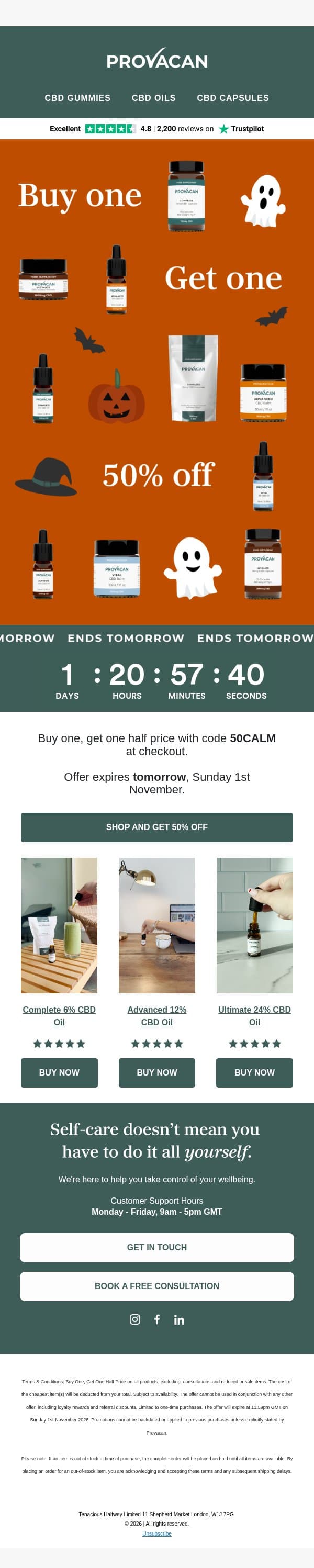 Midnight tomorrow. Then poof. 💨 email from Provacan screenshot