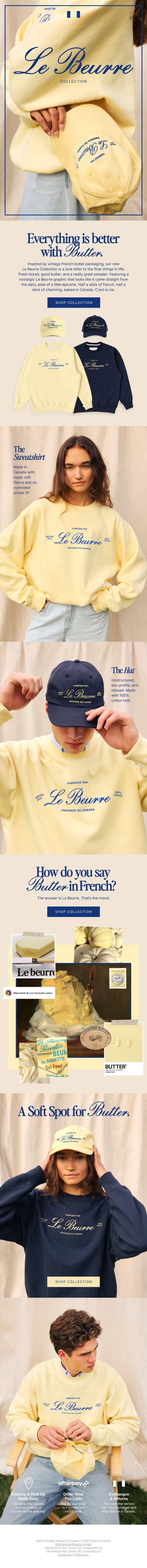 š§Le Beurre Collection email from Province of Canada screenshot