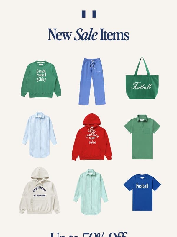 Up to 50% off these items. email from Province of Canada
