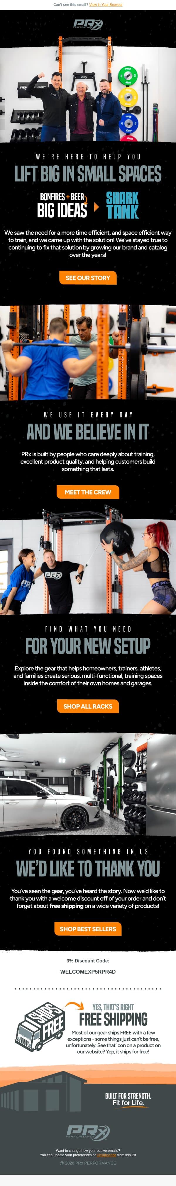 Together, We Grow Stronger! email from PRX Performance screenshot