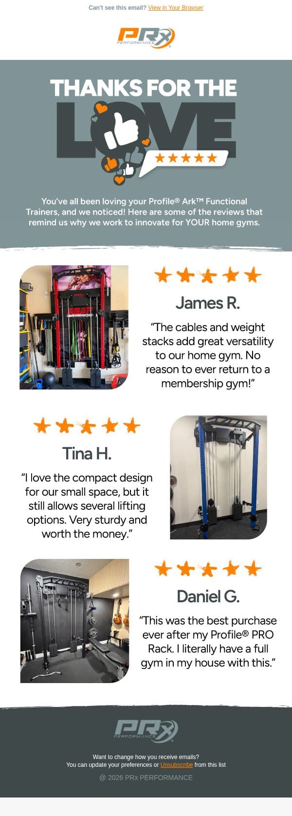 You're Lovin' the Ark™! email from PRX Performance screenshot