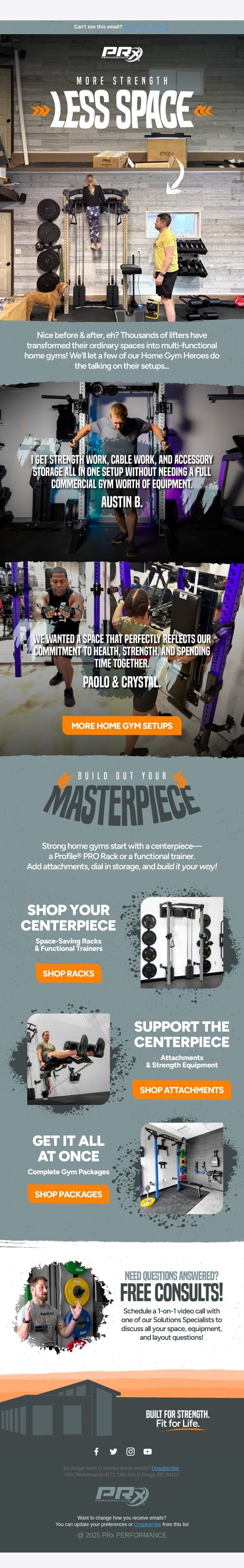 Say Goodbye to Gym Boundaries email from PRX Performance screenshot