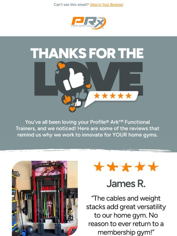 You're Lovin' the Ark™! email from PRX Performance