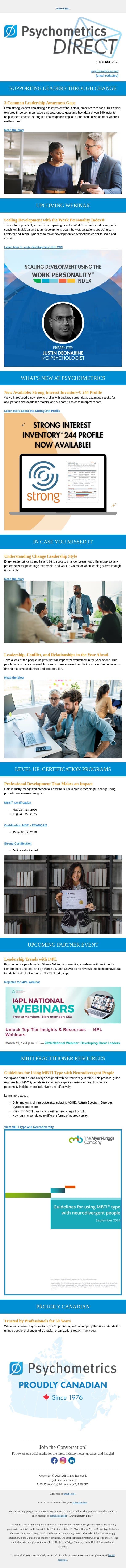 Psychometrics March Direct email from Psychometrics Canada screenshot