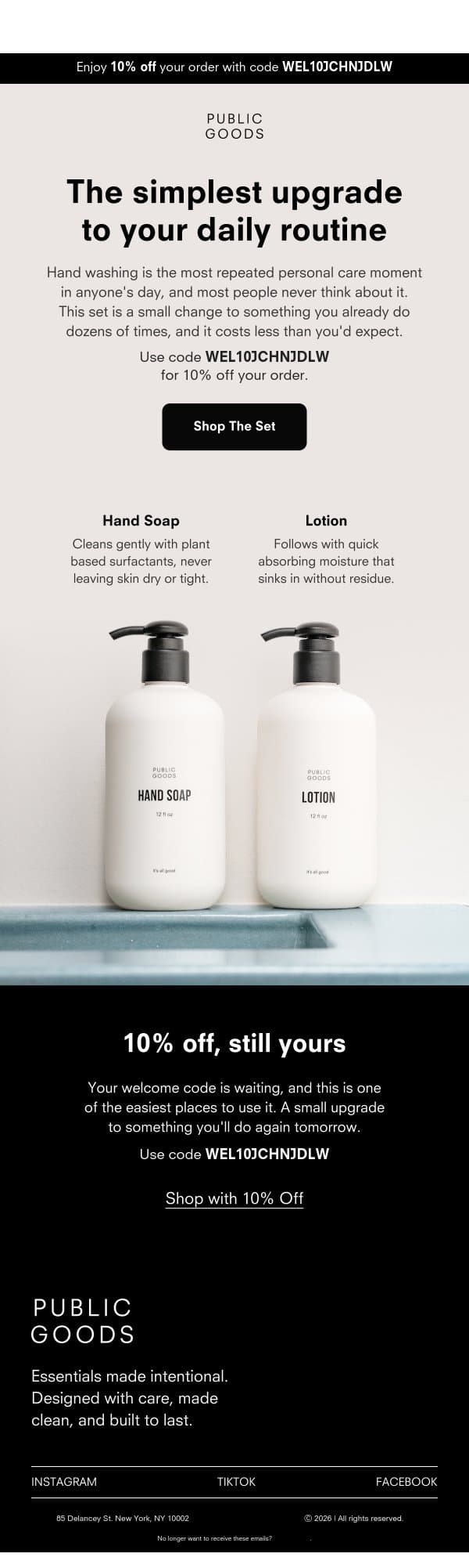 Get a cleaner routine, with 10% off email from Public Goods screenshot