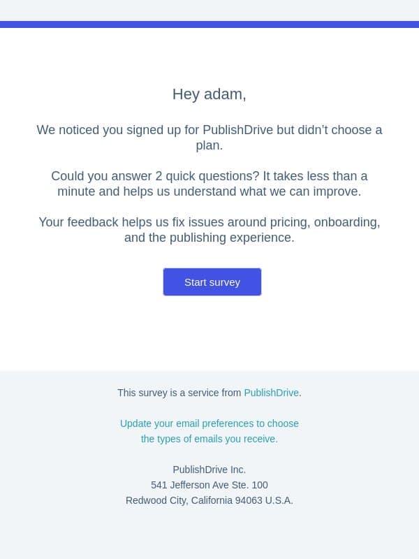 We need your help email from PublishDrive screenshot