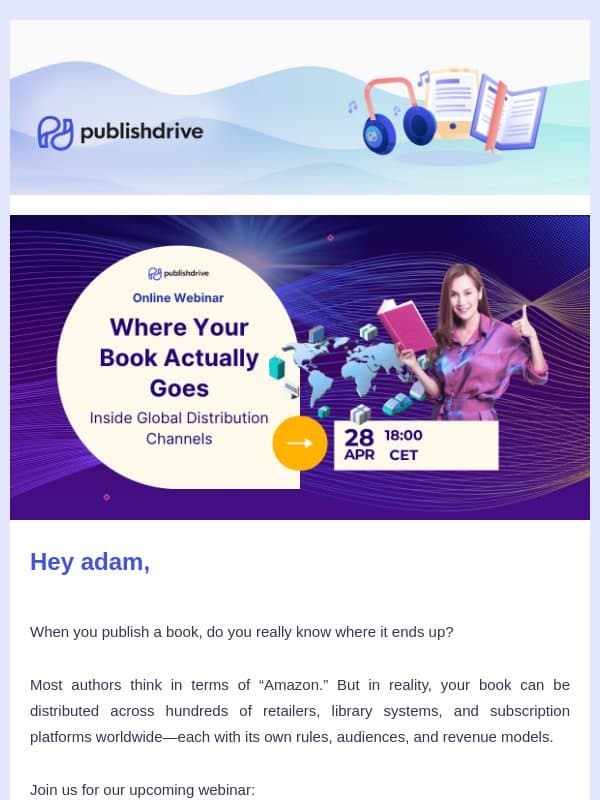 π Free Webinar: Stop GuessingβSee Where Your Book Actually Goes email from PublishDrive