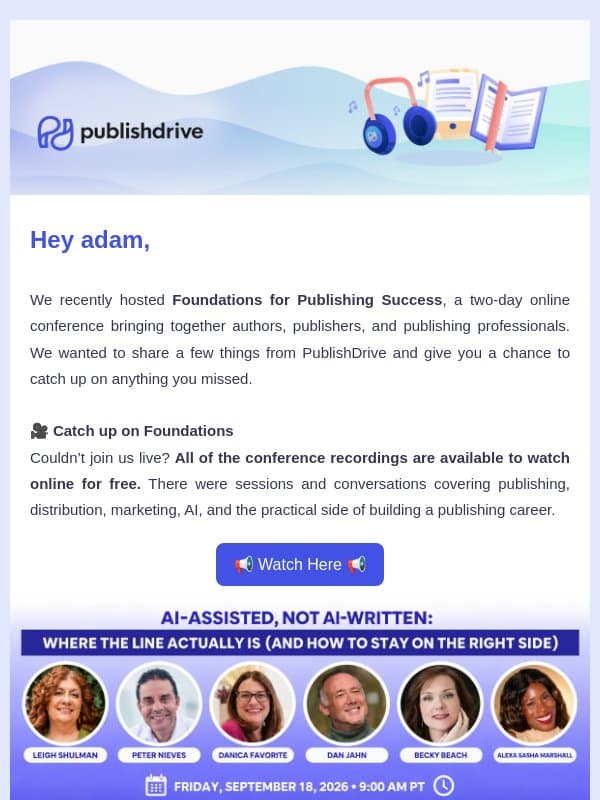 Missed our conference? Here’s what’s coming next email from PublishDrive