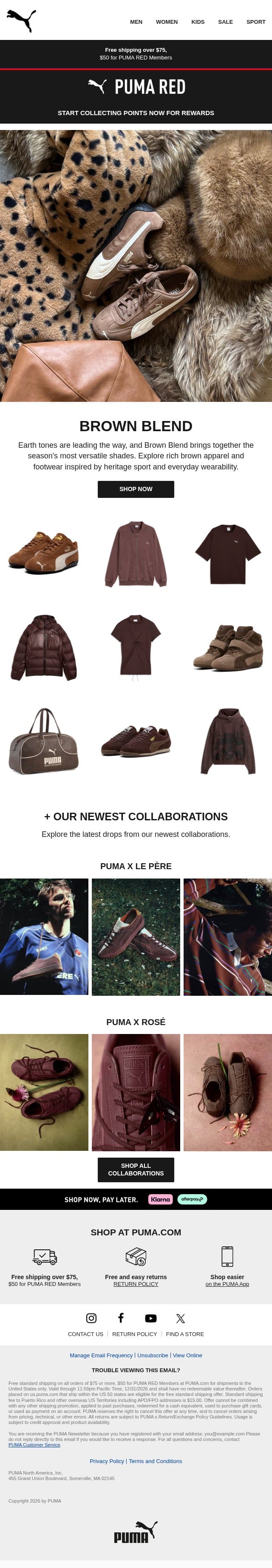 Brown Is the New Neutral email from Puma screenshot