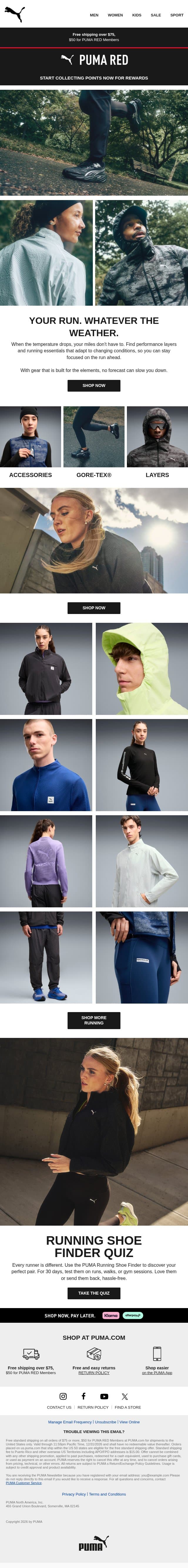 Layer Up. Get Out There. email from Puma screenshot