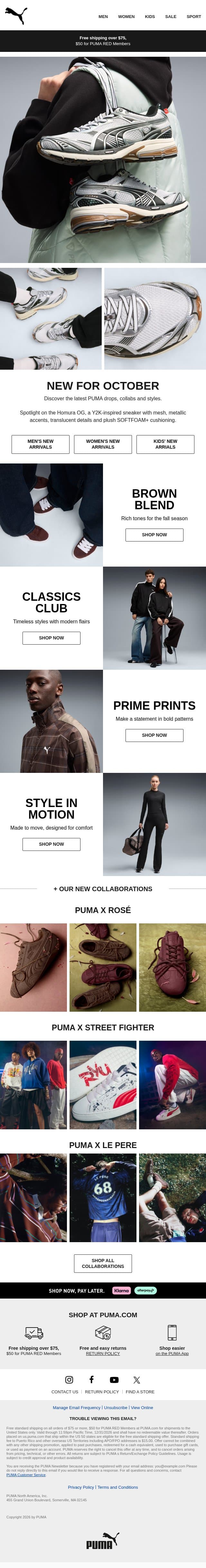 New in October email from Puma screenshot