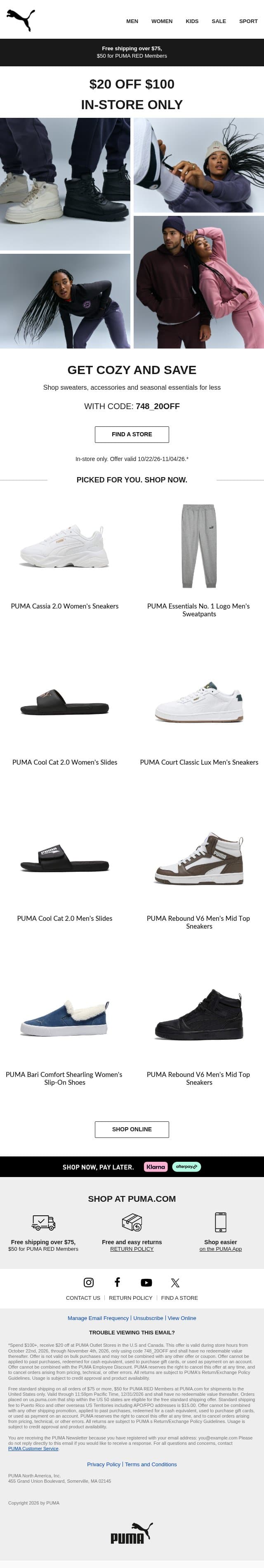 A Little More Off Your Fall Favorites email from Puma screenshot