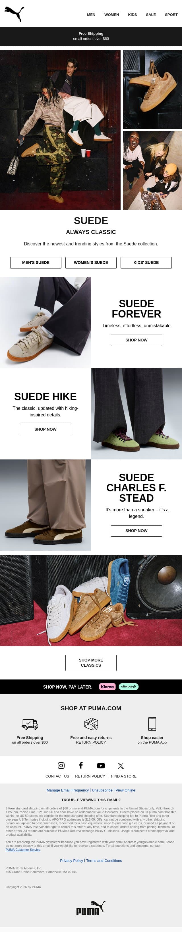 Suede: An Enduring Icon email from Puma screenshot