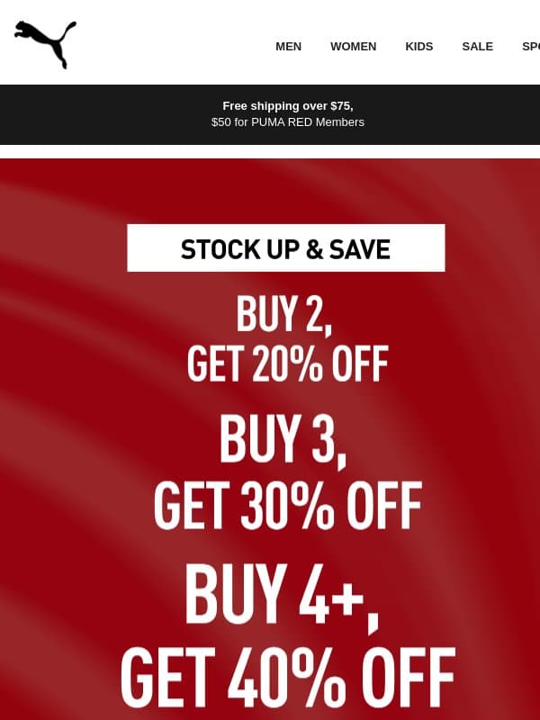 Save Up to 40% More email from Puma