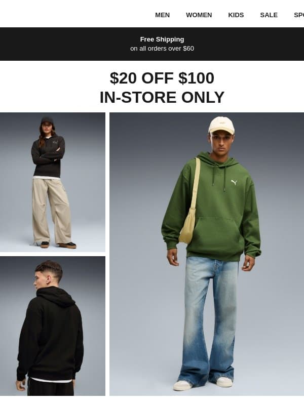 Save $20 on Fall Styles email from Puma