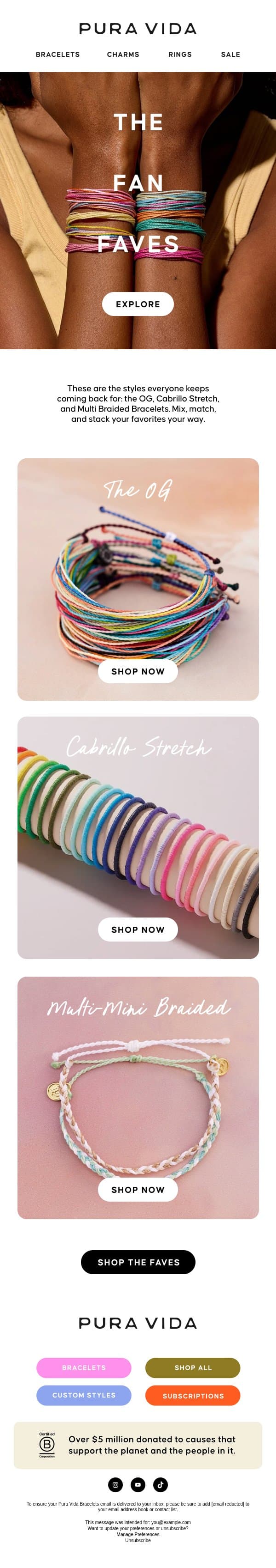 Last Look: Shop Our Best Sellers email from Pura Vida Bracelets screenshot