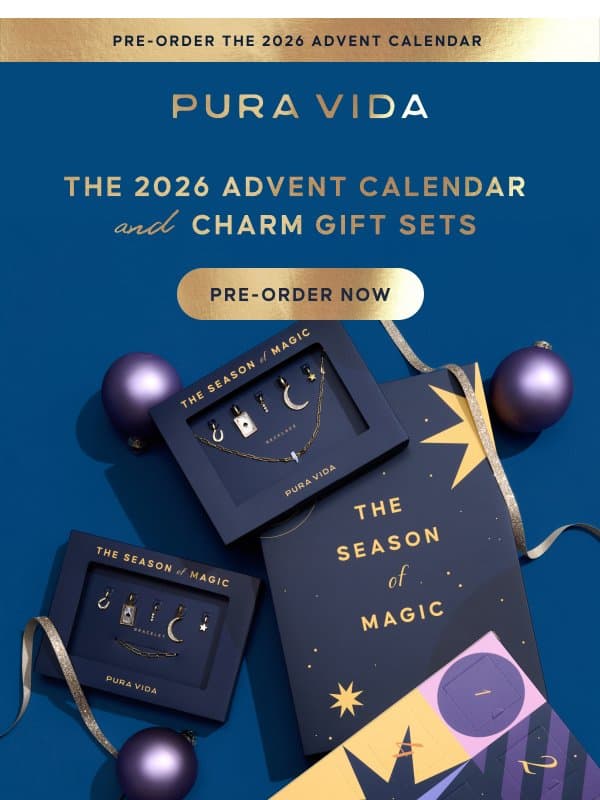 Meet Charm Gift Sets + the Advent Calendar is Back email from Pura Vida Bracelets