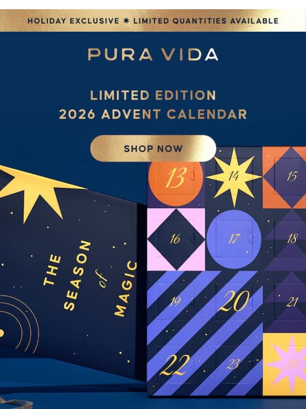 Advent Calendars are going fast β³ email from Pura Vida Bracelets