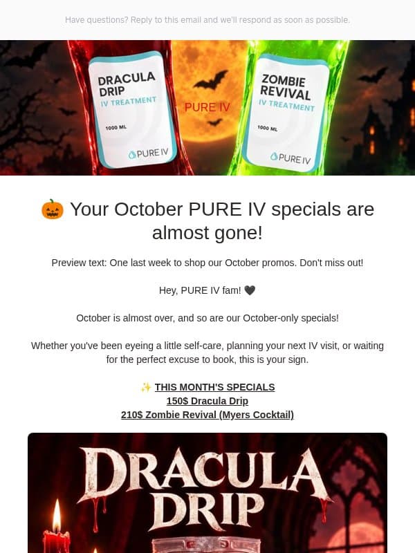 LAST CHANCE for 150$ IV email from Pure IV