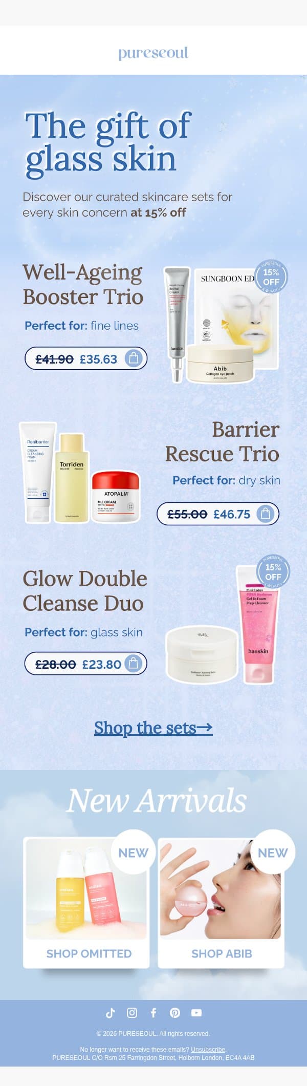 15% off your winter skin routine ❄️ email from Pureseoul screenshot