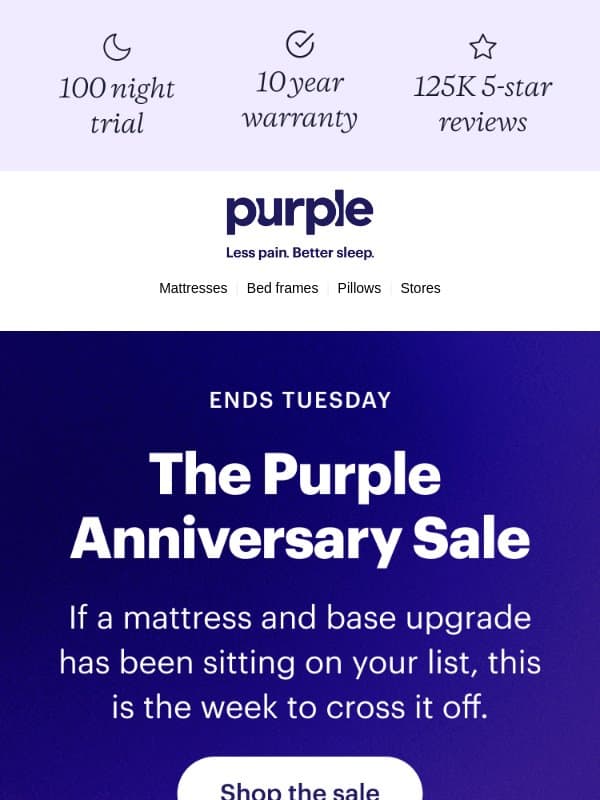 We’re past the halfway mark email from Purple