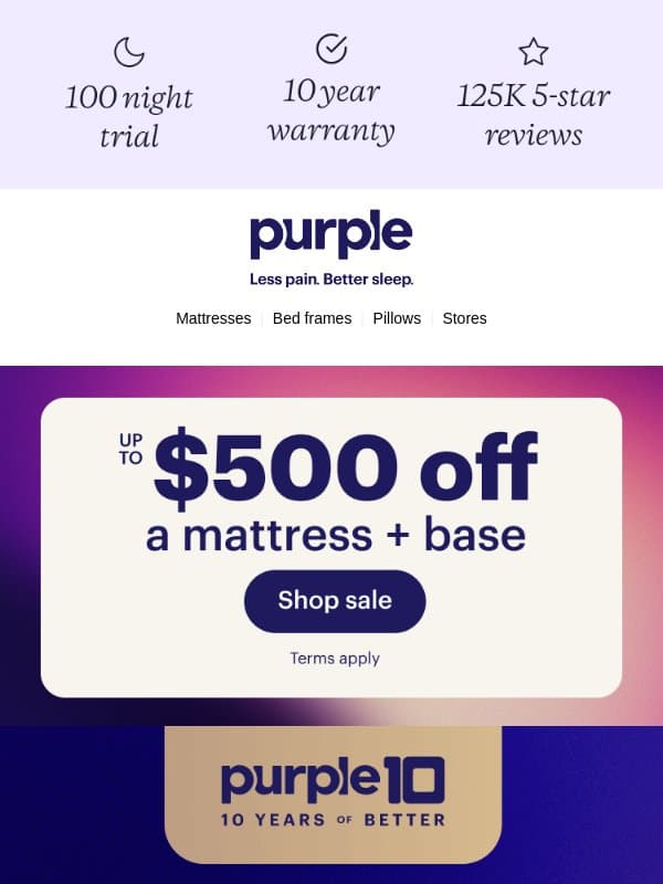 Another five-star complaint email from Purple