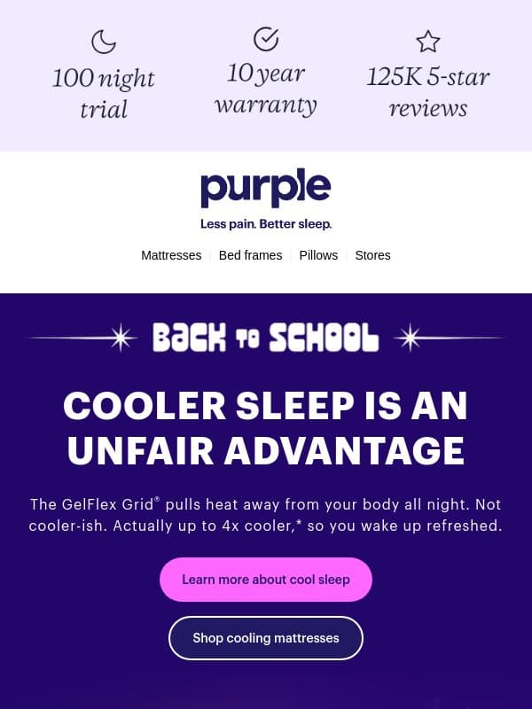Sleeping hot? You won’t on the Grid. email from Purple