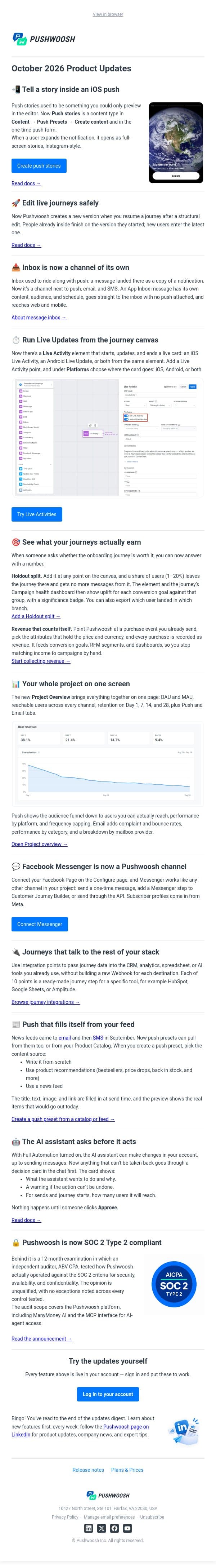 New: iOS push stories and App Inbox email from Pushwoosh screenshot