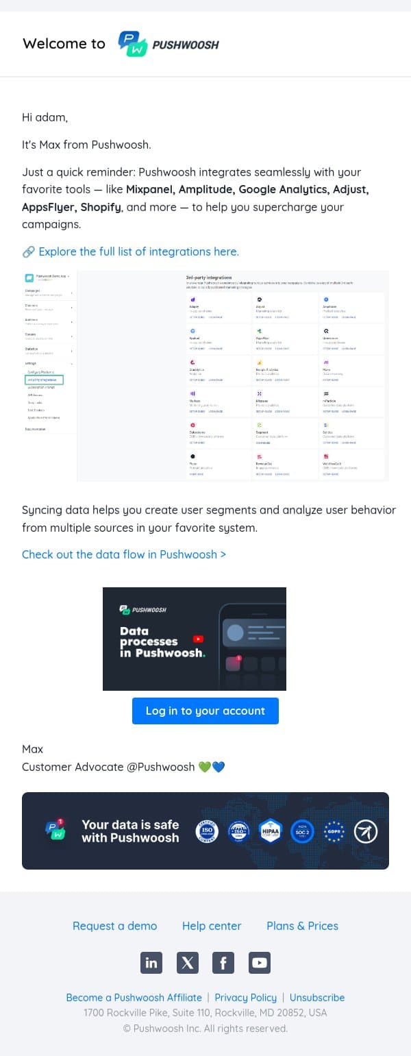 More data, more fun 🔀 email from Pushwoosh screenshot