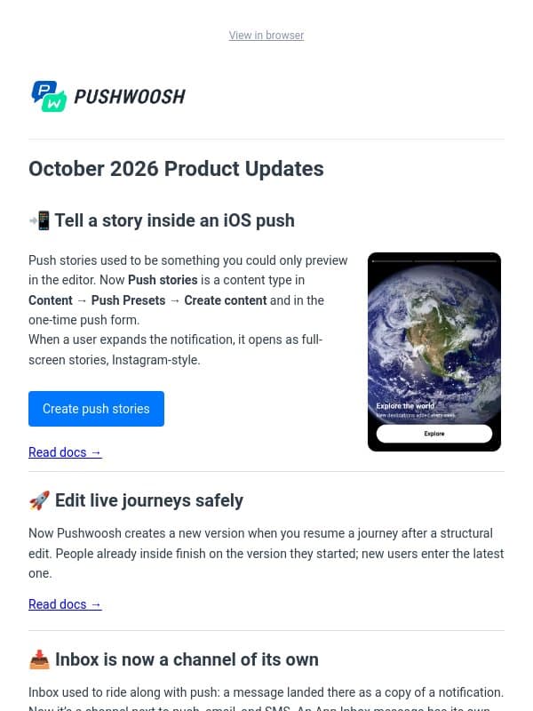 New: iOS push stories and App Inbox email from Pushwoosh
