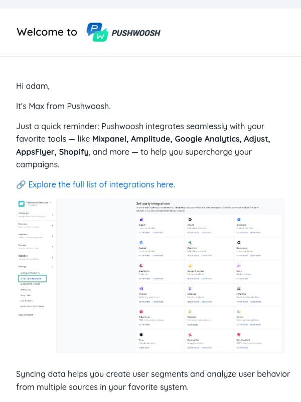More data, more fun 🔀 email from Pushwoosh