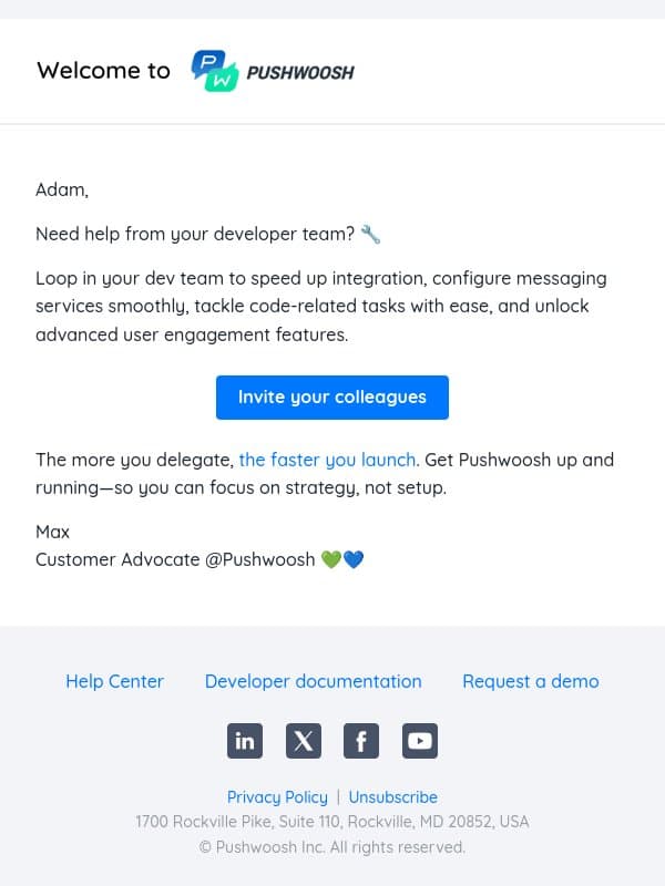 Get Pushwoosh up and running faster email from Pushwoosh
