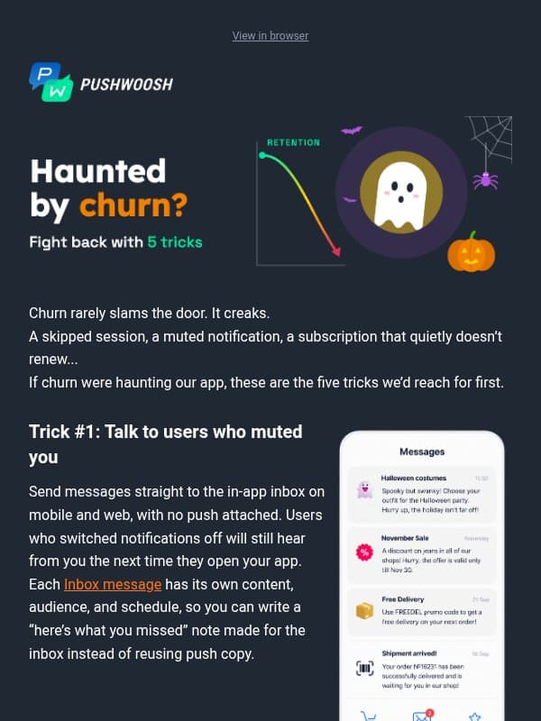 🎃 Haunted by churn? Fight back with 5 tricks email from Pushwoosh