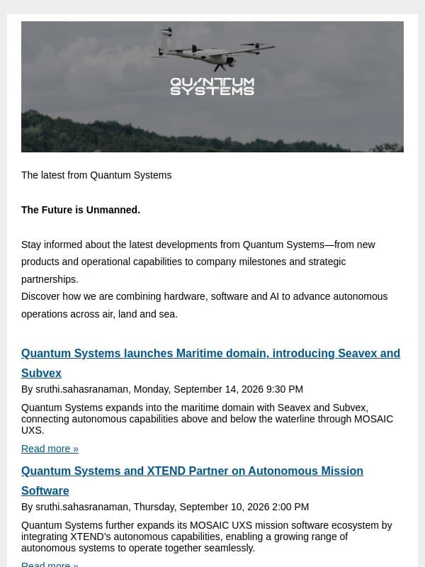 Quantum Systems launches Maritime domain, introducing Seavex and Subvex email from Quantum-Systems