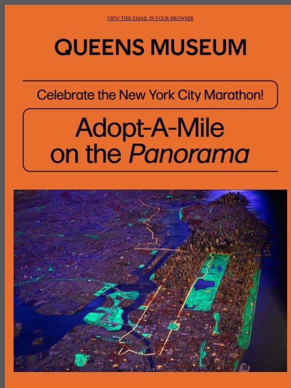 👟 Adopt-A-Mile on the Panorama for the New York City Marathon 🏁 email from Queens Museum