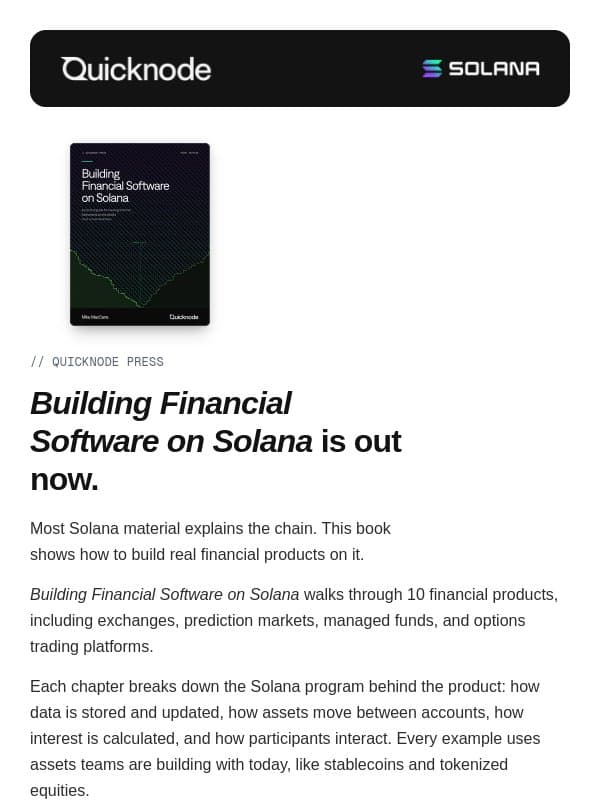 Building Financial Software on Solana is out now email from QuickNode