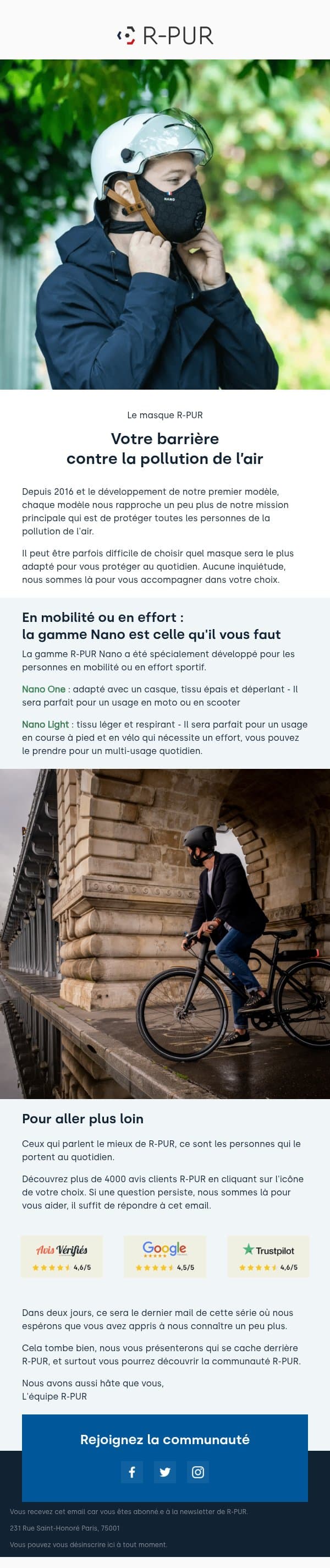 Le masque R-PUR email from R-PUR screenshot