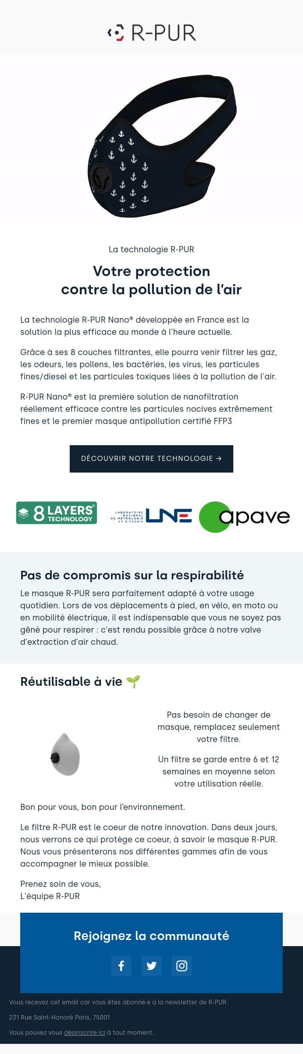 La technologie R-PUR email from R-PUR screenshot