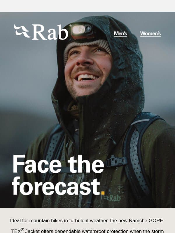 Face the forecast. email from Rab