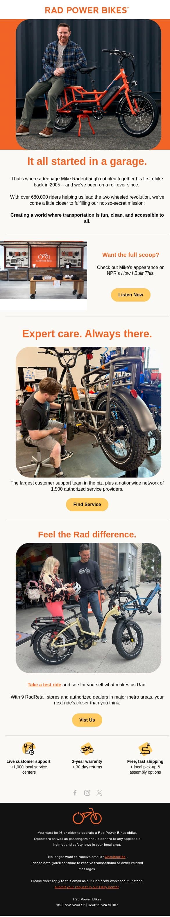 How 680,000 riders got rolling with Rad email from Rad Power Bikes screenshot