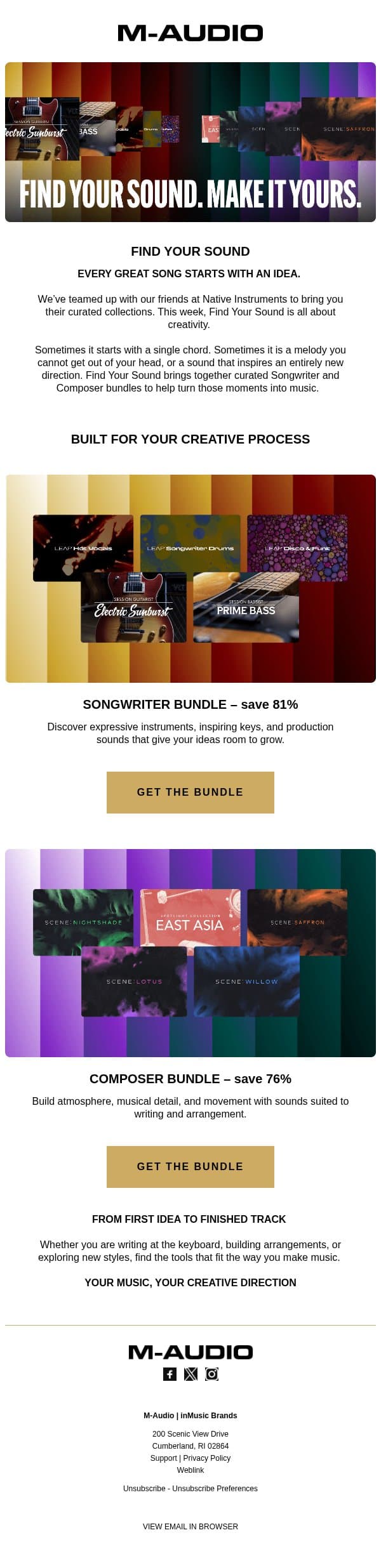 Find Your Sound — Built for Songwriters & Composers email from Rane screenshot